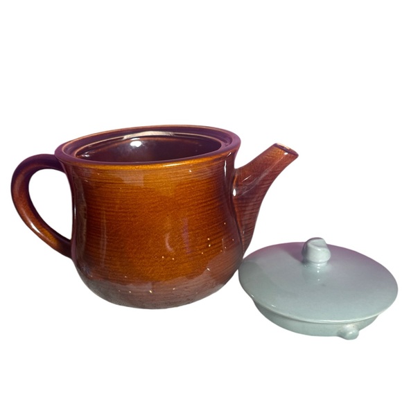 Vtg Red Wing Pottery USA Village Green & Brown Teapot 54oz - Picture 8 of 9